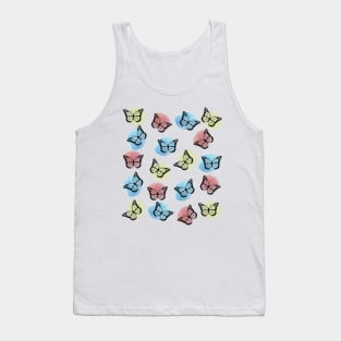 Butterfly Pattern - Black Coloured Witch Red Blue And Yellow Backround Tank Top